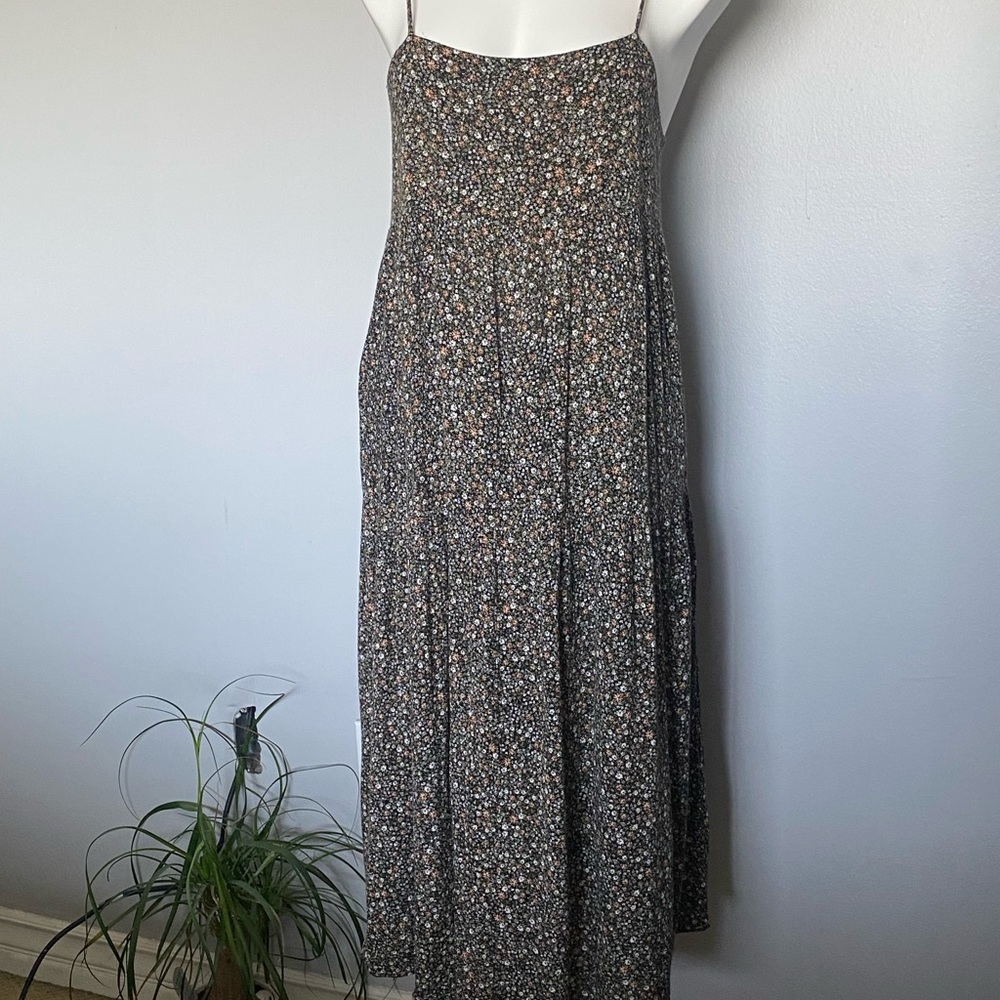 Spaghetti Strap Floral Maxi Dress - Black Floral